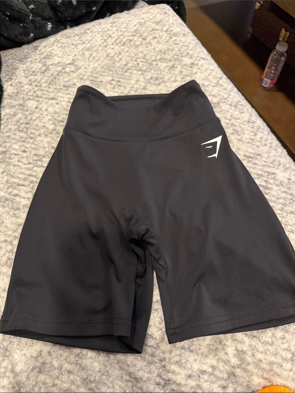 Gymshark Black High-Waist Bike Shorts with White Logo Accent